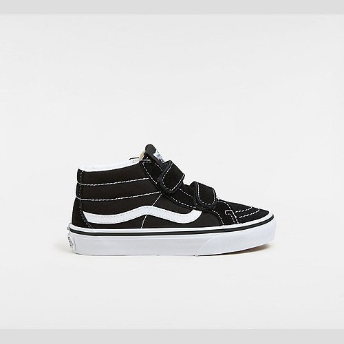 VANS Kids Sk8-mid Reissue Hook And Loop Shoes (4-8 Years) (black/true Whit) Kids Black, Size 13