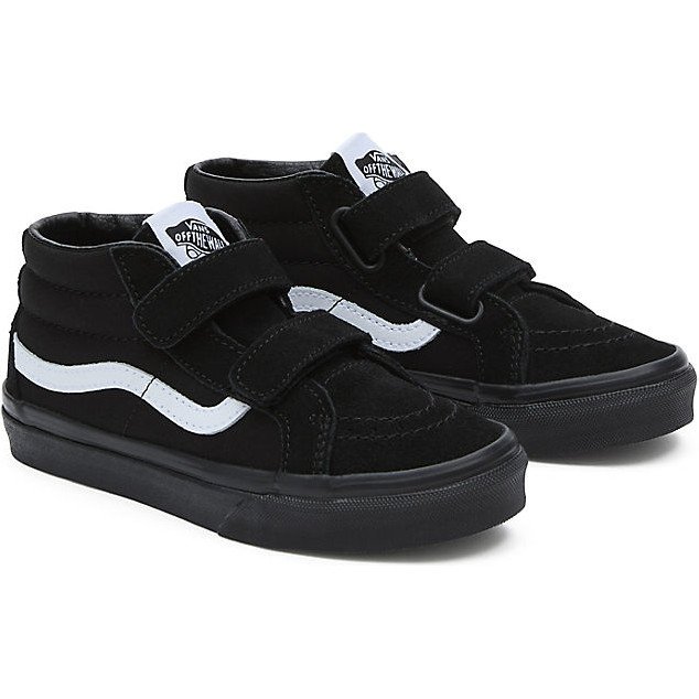 VANS Kids Sk8-mid Reissue Hook And Loop Shoes (4-8 Years) ((canvas & Suede) Kids Black, Size 13