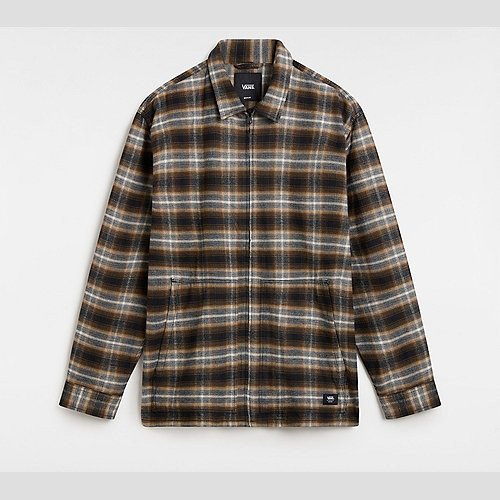 VANS Montwood Zip Flannel Shirt (black/sepia) Unisex Brown, Size XXL