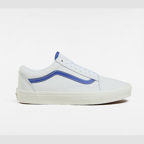 VANS Old Skool Leather Shoes (leather White/blue) Unisex White, Size 12