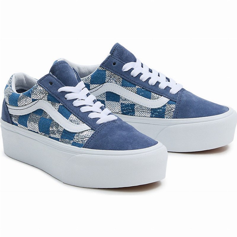 Vans old skool sales vintage white indigo