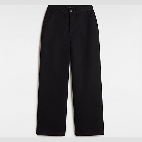 VANS Palmer Wide Leg Chino Trousers (black) Women Black, Size 34