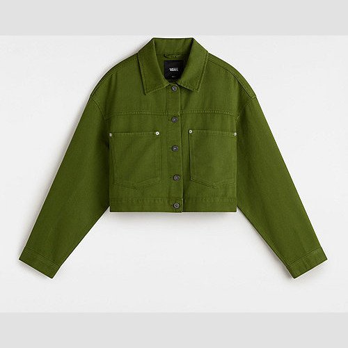 VANS Raynes Crop Trucker Jacket (pesto) Women Green, Size XXS