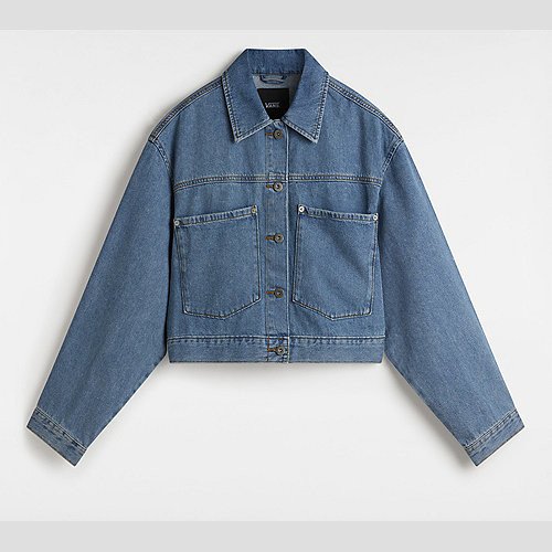 VANS Raynes Denim Crop Jacket (stnwsh) Women Blue, Size XXS