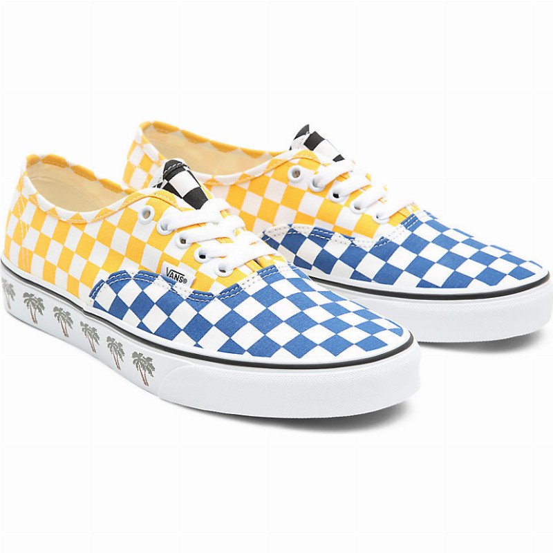 Mens yellow hot sale checkered vans