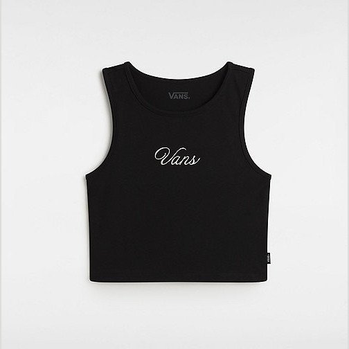 VANS Small Staple Fitted Crop Tank (black) Women Black, Size XXS