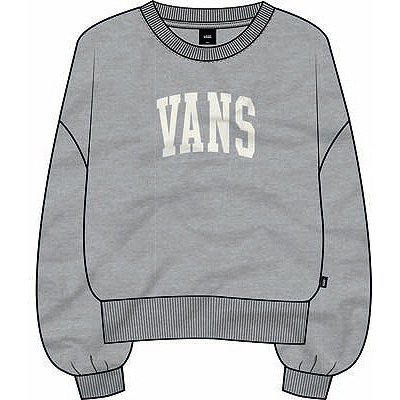 VANS Stadium French Terry Loose Crew Sweatshirt (cement Heather) Women Grey, Size XXS