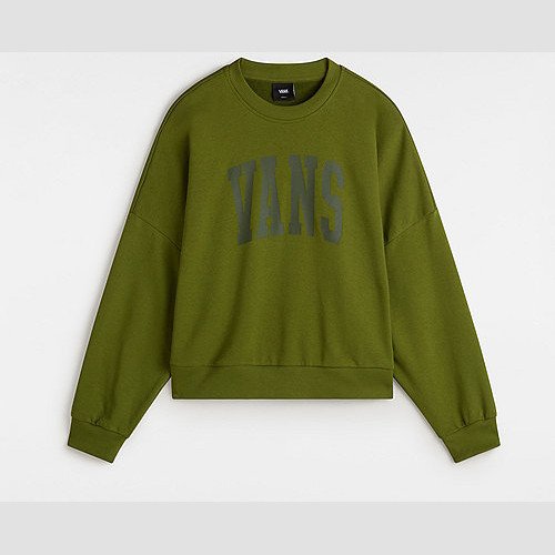 VANS Stadium French Terry Loose Crew Sweatshirt (pesto) Women Green, Size XXS