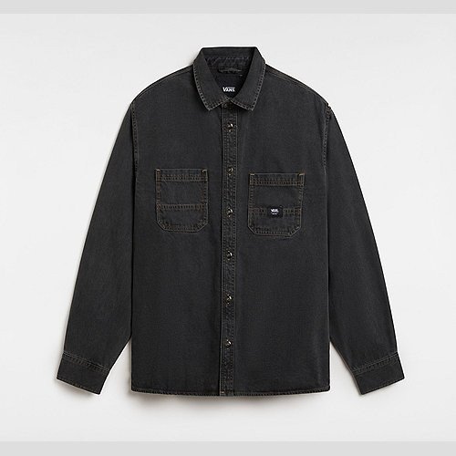 VANS Stevens Denim Long Sleeve Woven Shirt (pavement (washe) Unisex Black, Size XXL