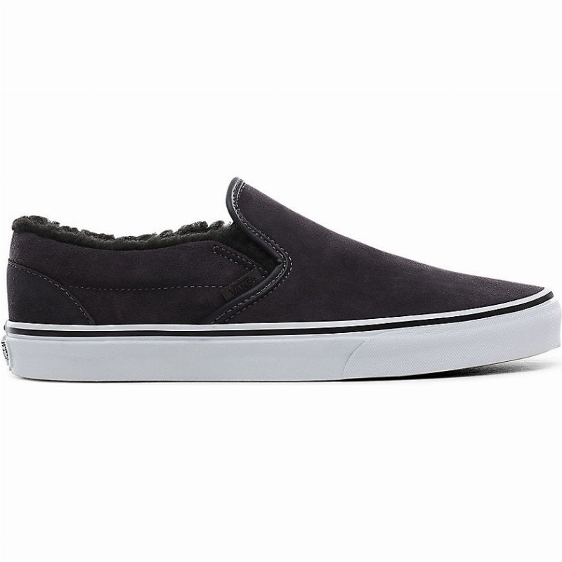 SUEDE SHERPA CLASSIC SLIP-ON SHOES ((SUEDE SHERPA) OBSIDIAN/BLACK) WOMEN BLACK