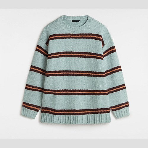 VANS Suzie Stripe Crew Sweater (gray Mist) Women Blue, Size XXS