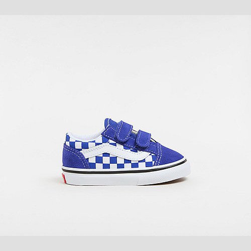 VANS Toddler Old Skool Hook And Loop Checkerboard Shoes (1-4 Years) (surf The Web) Toddler Blue, Size 9.5