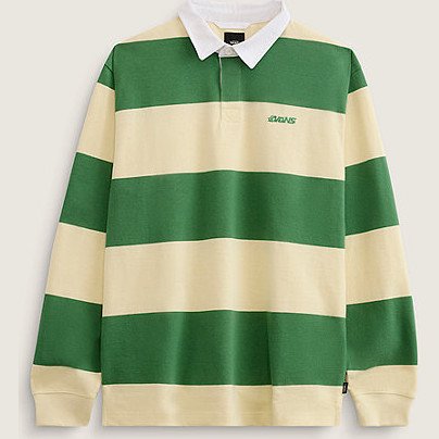 VANS Ward Stripe Rugby Knit Polo (green) Unisex Green, Size XXL