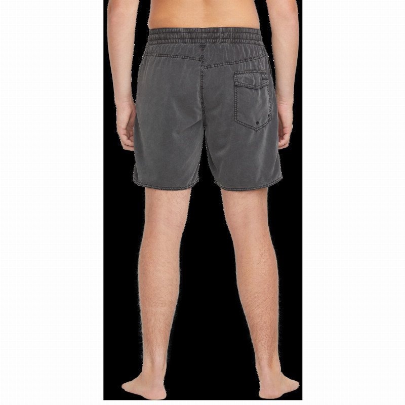 Center Elastic Waist Swimshorts in Black