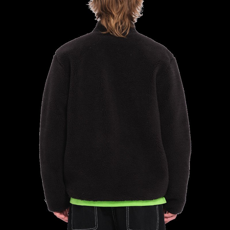 Muzzer Fuzzar Zip Fleece Jacket in Black